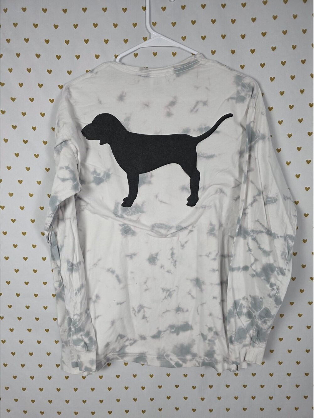 Victorias Secret PINK Dog logo Tee shirt campus Long sleeve Pocket SMALL
